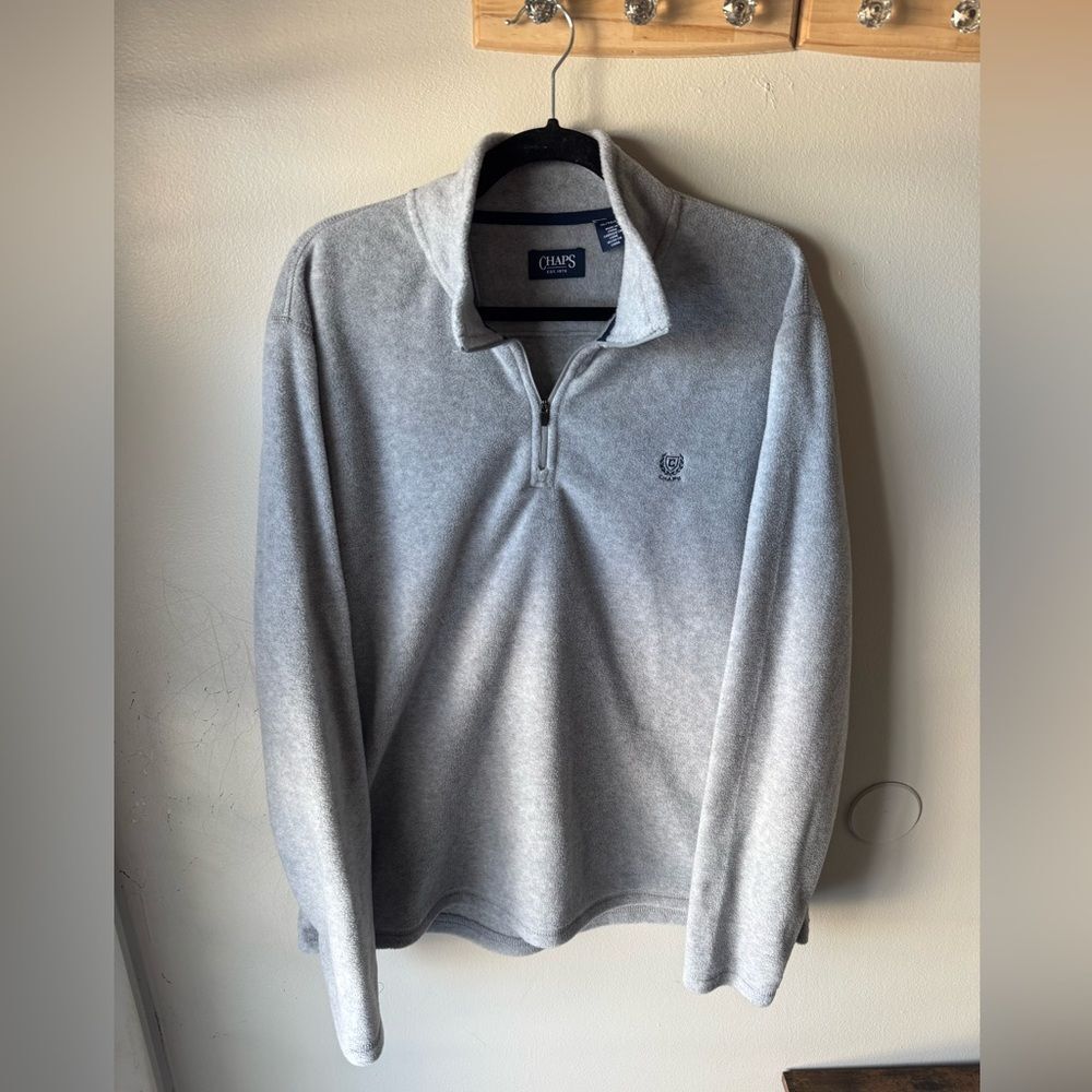 Chaps Heather Gray Quarter-Zip Fleece Pullover - Men’s XL
